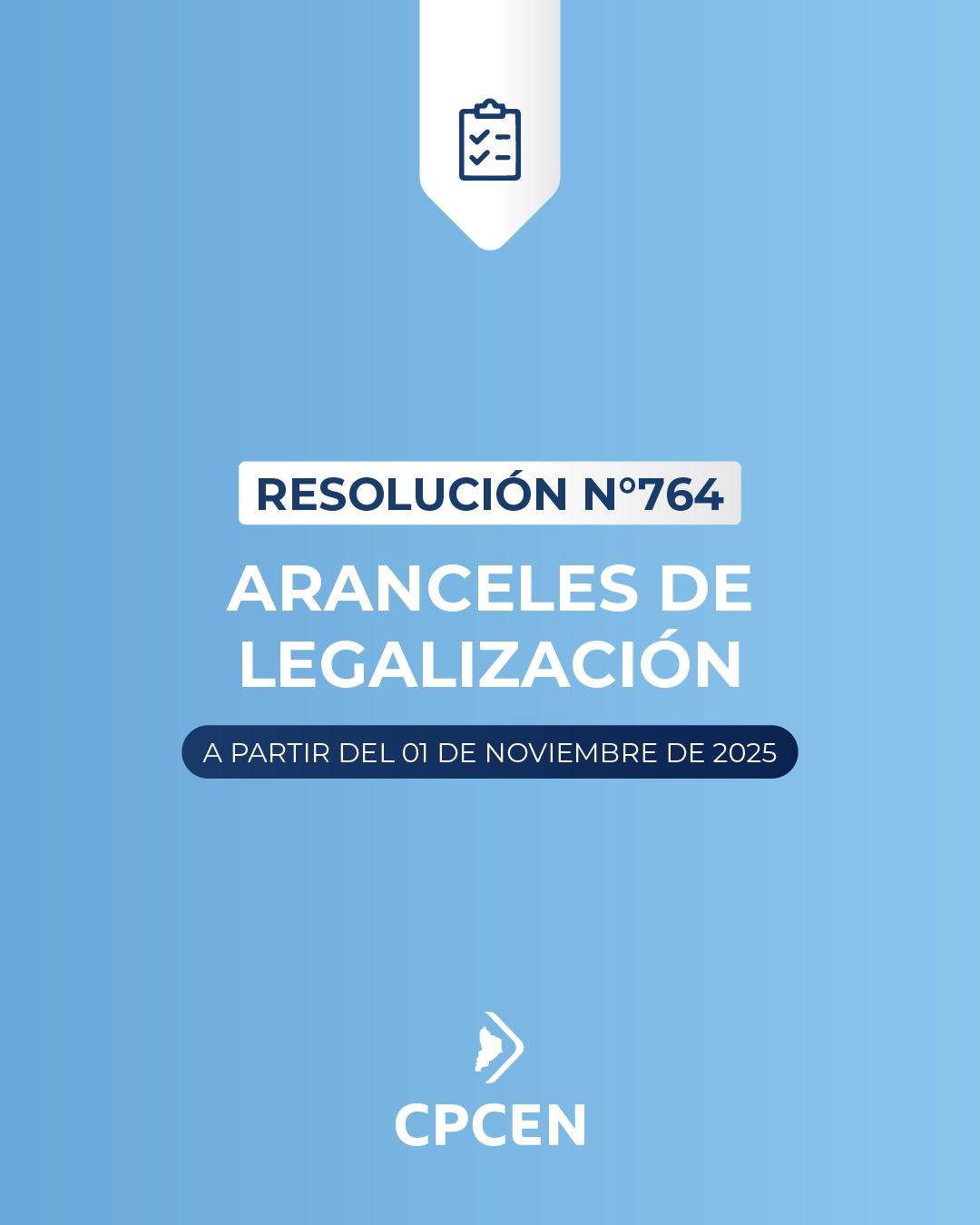 Resolución 764 - Aranceles de Legalización