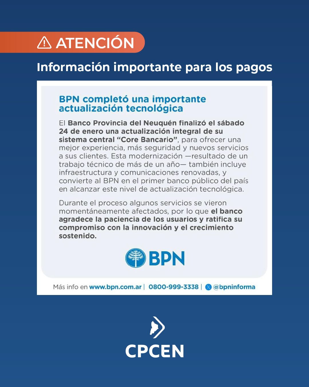 Informacion importante para los pagos